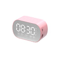 Multifunctional wireless Bluetooth speaker mirror mini alarm clock in black, white or pink, 84x37x50mm, with FM radio and TF card playback