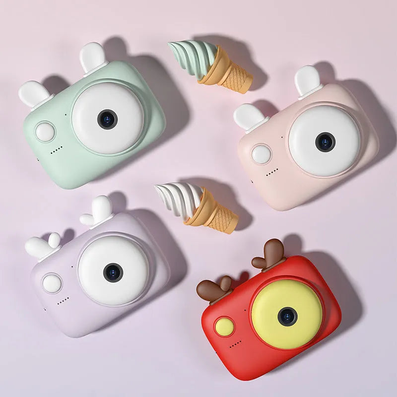 Colourful kids digital camera with 2.4 inch screen and dual lenses in macaron design