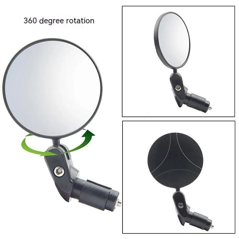 Black convex rearview mirror on a 14cm adjustable stem for vehicle blind spot monitoring.
