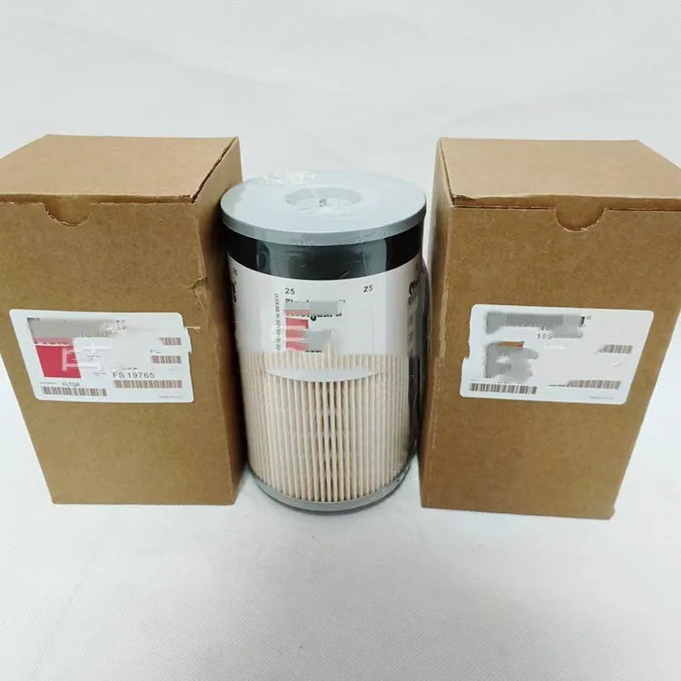FS19764 diesel fuel filter for generators with dimensions and 10mm ports shown.