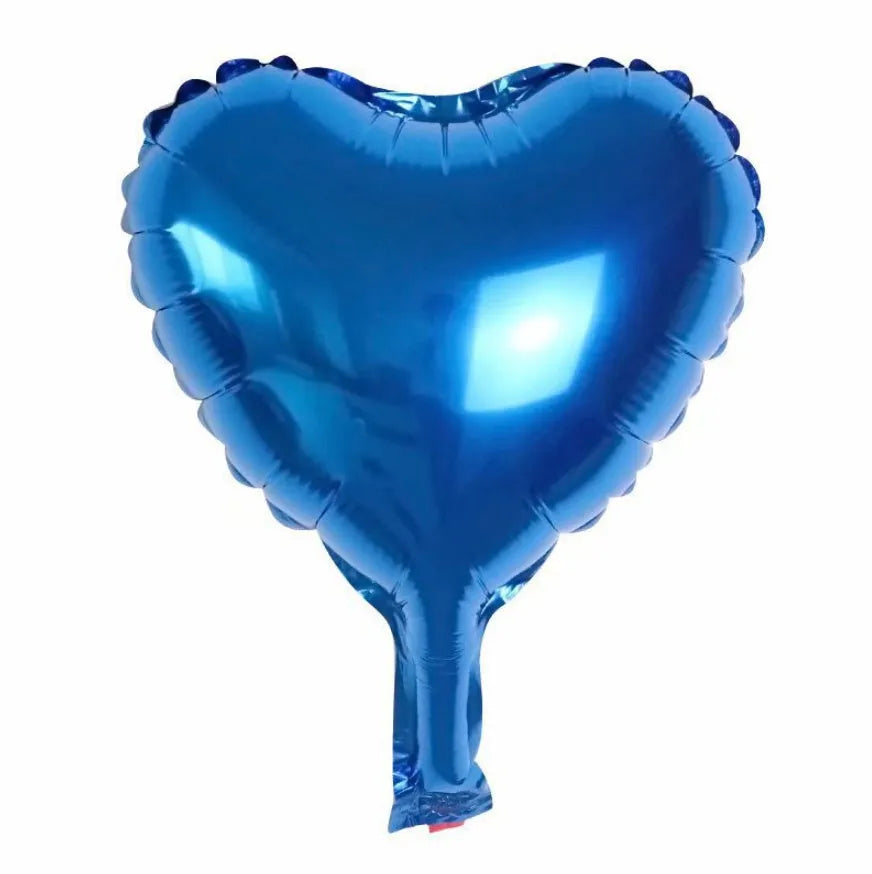 Five metallic peach heart-shaped aluminium foil balloons in assorted colours