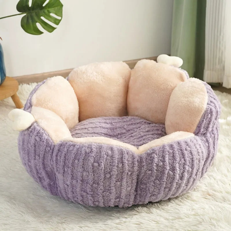 Soft green cactus-shaped pet kennel for cats and dogs on a wooden floor.