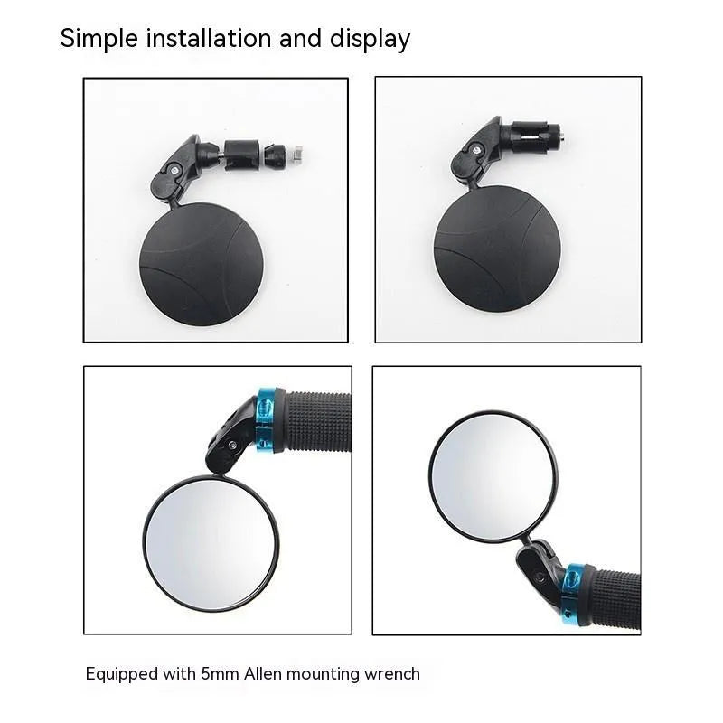 Black convex rearview mirror on a 14cm adjustable stem for vehicle blind spot monitoring.