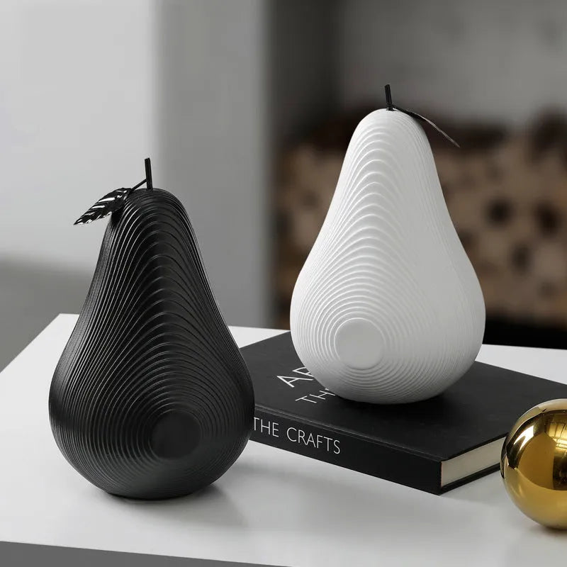 Set of resin fruit craft decorations in black white and coloured finishes with two different height options