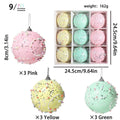 Christmas macaron ball pendants in 6cm and 8cm foam sizes for tree and holiday display decoration