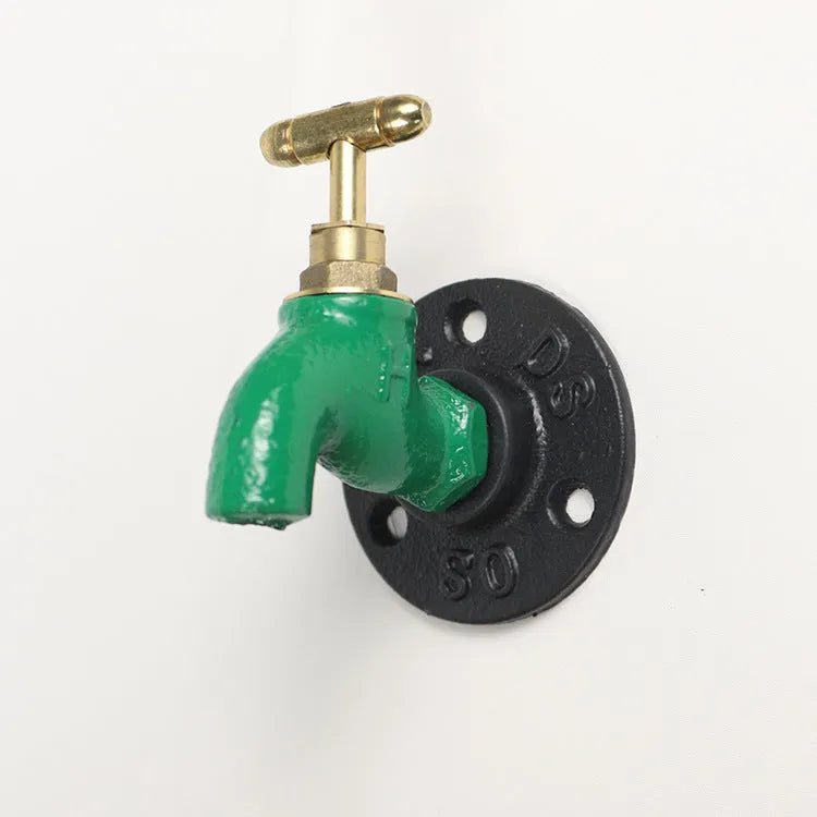 Metal water pipe style wall hanging hook towel rack in polished finish with valve design