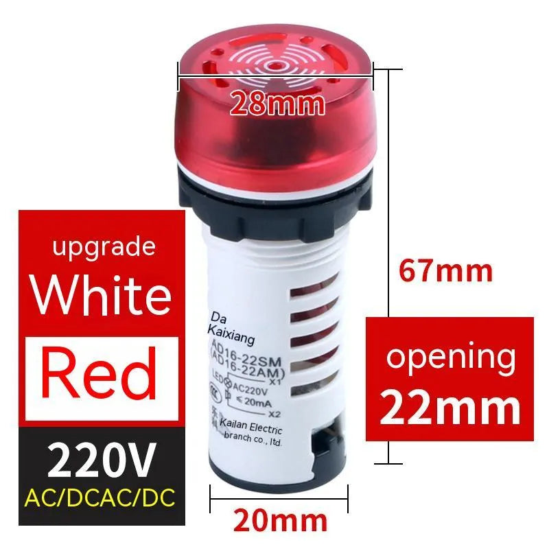 AD16-22SM model red LED flashing sound and light buzzer for 22mm panel mount.