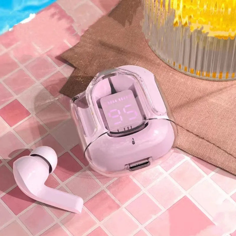 Transparent space capsule case true wireless Bluetooth headphones in multiple colours