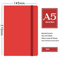 A5 faux leather notebook with pen insert and 200 sheets of 80gsm Dorian paper, shown in a choice of colours.