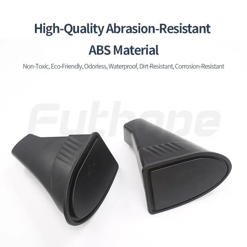 Two black ABS plastic car door trash cans for Tesla Model Y front seats