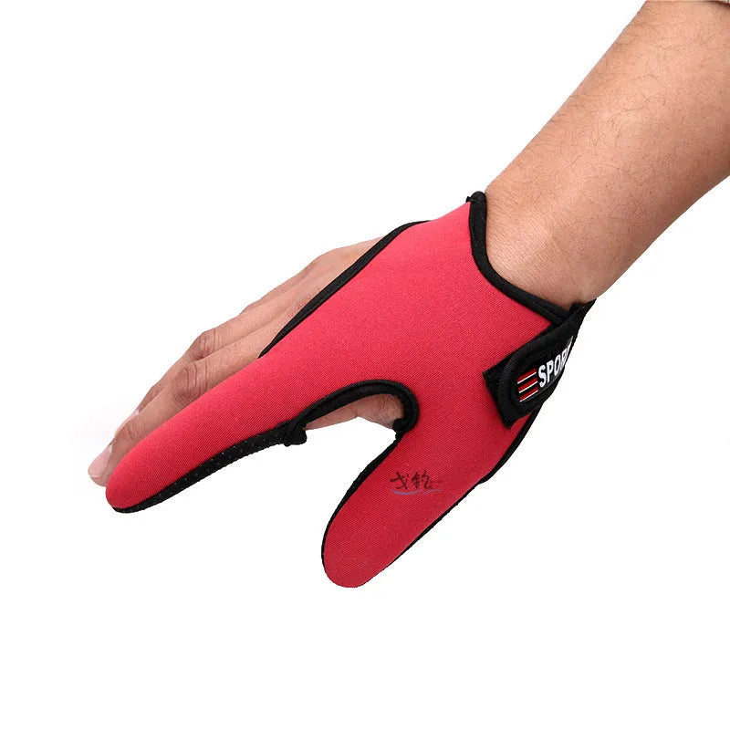 Single two-finger fishing glove with diving cloth back and microfiber palm, shown in a selected colour.