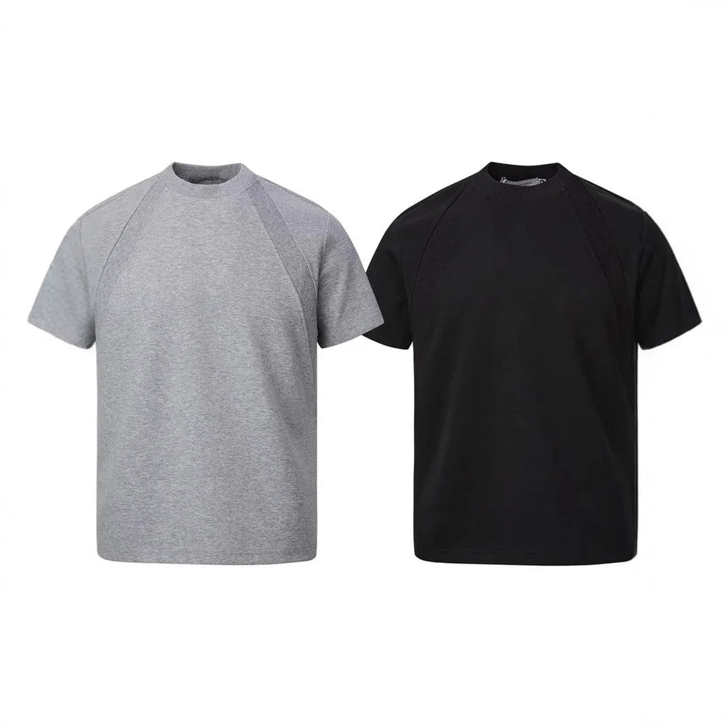 Loose fit short sleeve top with air layer stitching in black, white, or grey colours