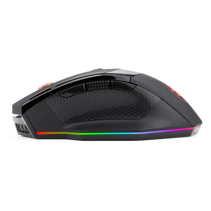 Redragon M801P black wireless gaming mouse with nine buttons and ergonomic shape