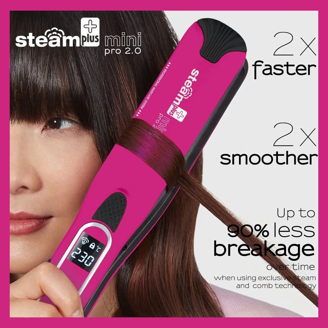 Mini steam splint spray hair straightener in three colour options for curling and straightening