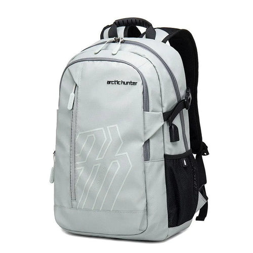 Blue plaid 18 inch casual computer backpack with curved shoulder straps and 20-35L capacity