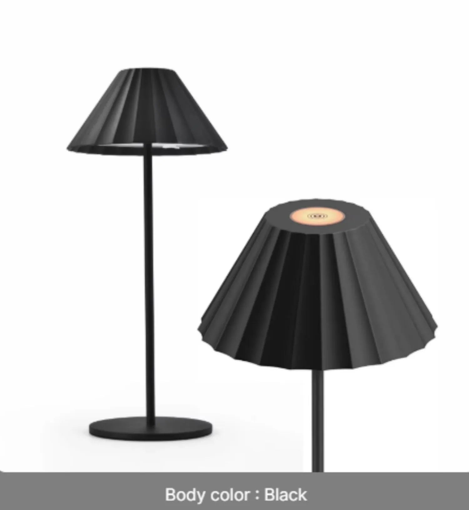 Alloy desk lamp with touch dimming controls and rechargeable battery in black, brown, sand or white finish