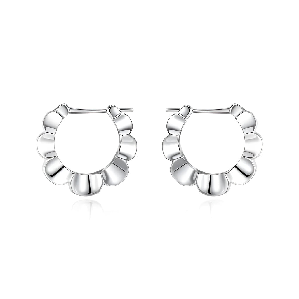 Sterling silver retro geometric drop earrings with round shape and electroplated finish