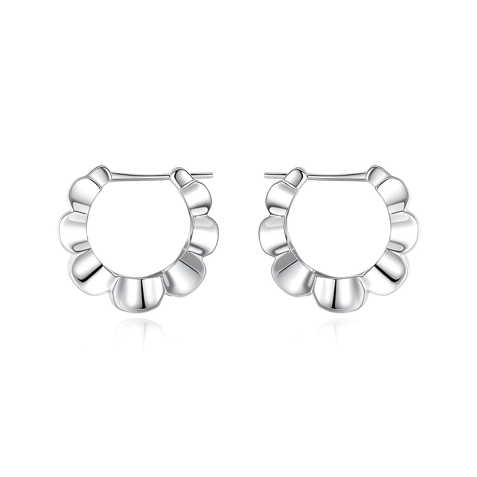Sterling silver retro geometric drop earrings with round shape and electroplated finish