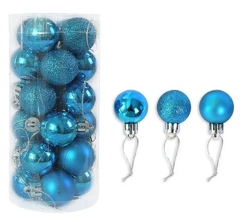 3cm shiny matte Christmas decoration balls in assorted colours showing electroplated finish