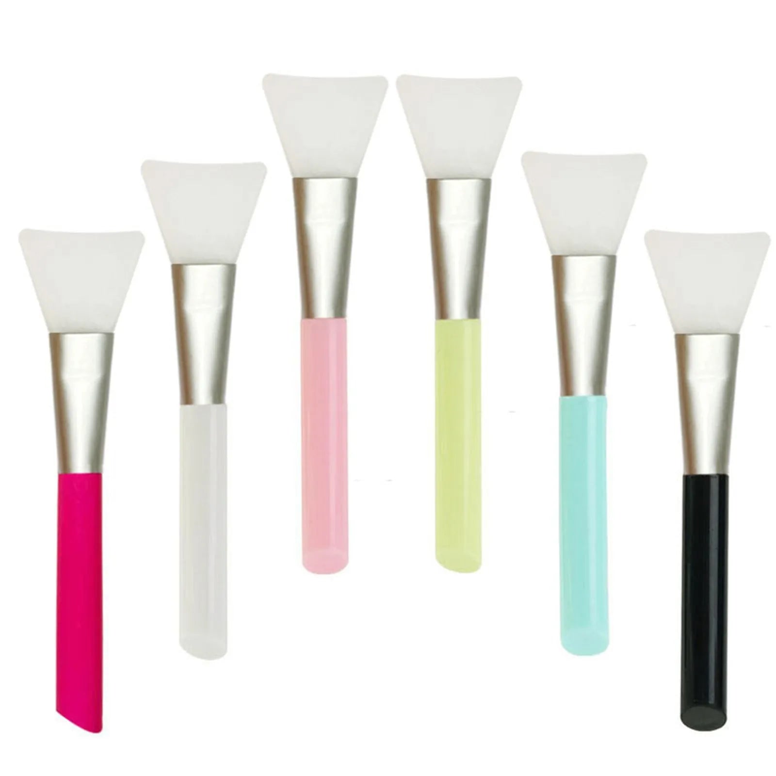 Reusable silicone face and body mask applicator spatula in various colours for applying clay and mud masks.