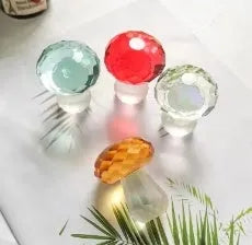 White crystal geometric mushroom decoration in modern minimalist style.