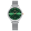 Electronic quartz watch with pointer and number display, 45.5mm dial, 17mm thick, 30M waterproof, available in six colours.