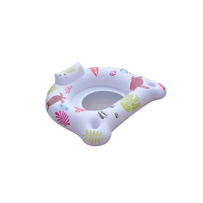 White U-shaped luminous inflatable float for pool seating measuring 120cm by 120cm