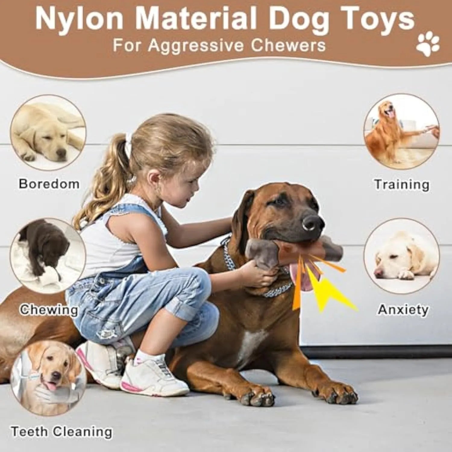 Large brown branch-shaped dog chew toy with a bacon flavour and squeaker for aggressive chewers.