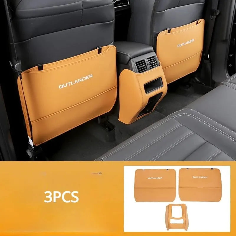Three-piece leather anti-kick pad set for Mitsubishi Outlander SUV interior protection