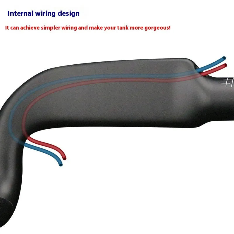 Carbon fibre road bicycle handlebar showing drop shape and double line colour detail