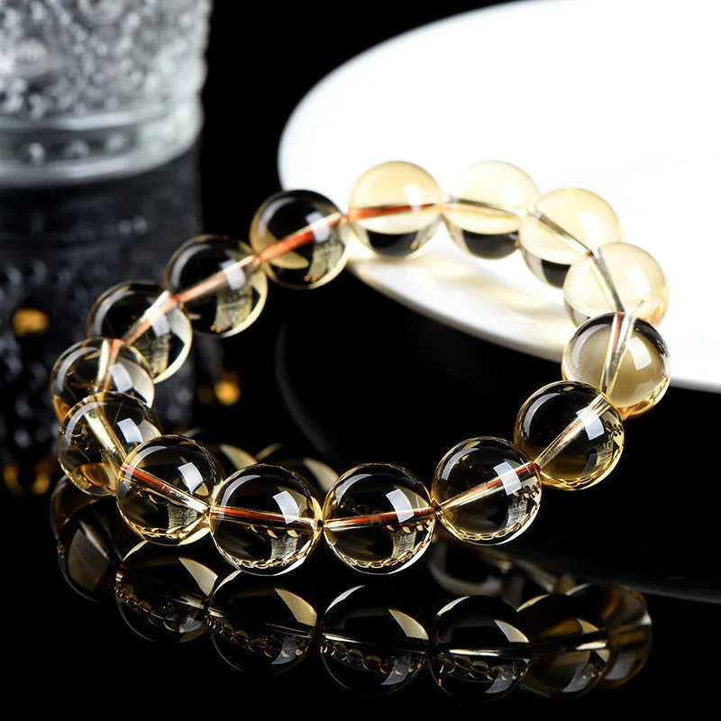 Natural citrine scattered bead bracelet showing 7A and 6A grade stones in polished finish