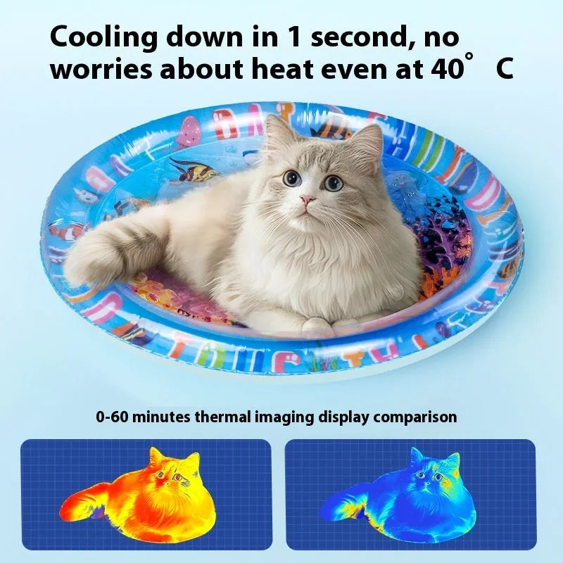 PVC inflatable water cooling mattress for pets in aquatic designs