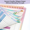 B5 size spiral-bound budget tally notebook with a PP cover, open on a table.