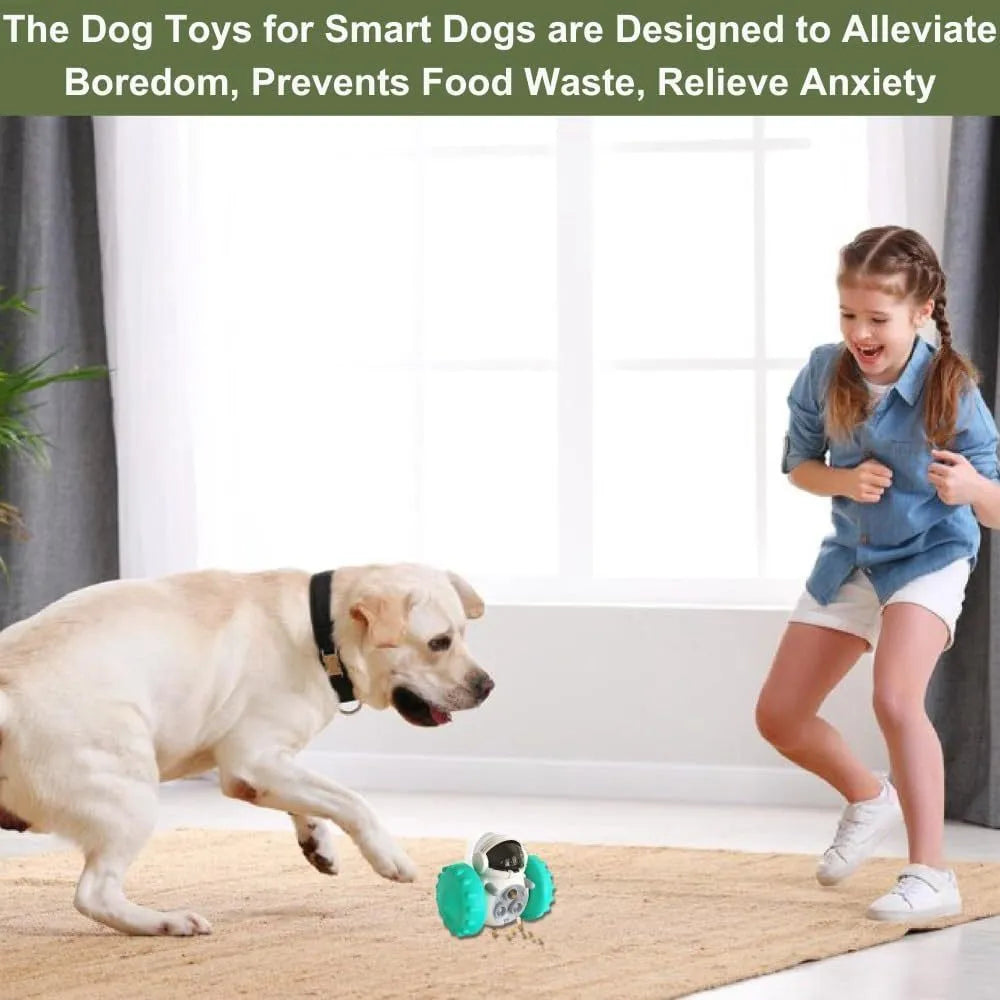 Self-balancing interactive dog treat dispenser toy in five colour options for small pets