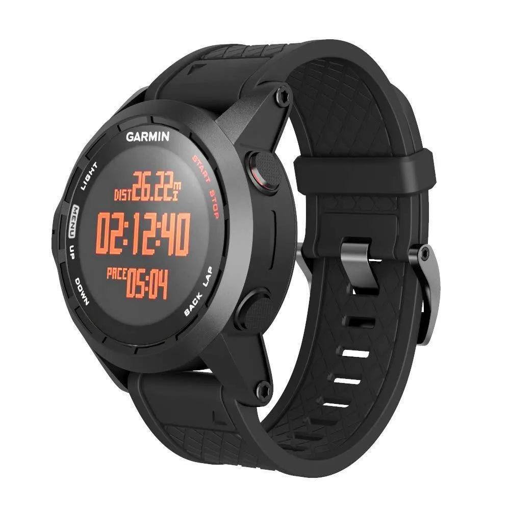 Jiaming 26mm silicone sports watch strap with stainless steel buckle in multiple colour options.