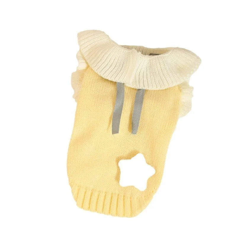Yellow XINGX design puppy sweater and fairy dress style dog jumper for autumn wear