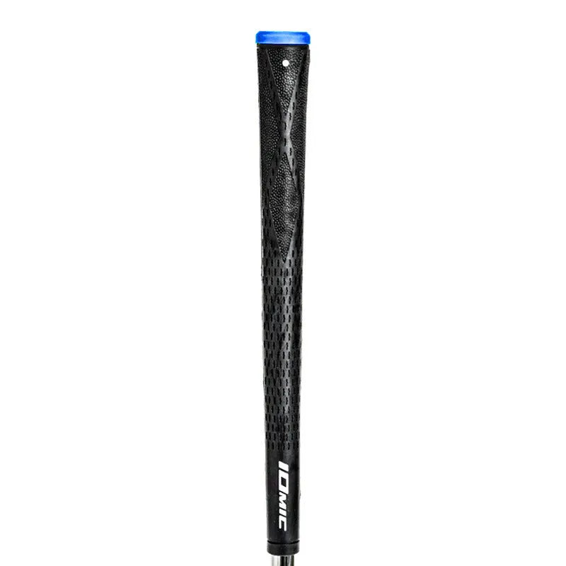 TPE material golf club grip shown in various colour options including pink, red, blue, and two-tone black.