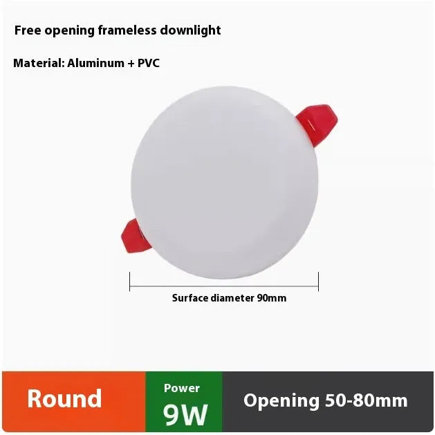 Ultra-thin aluminium LED panel ceiling light showing circle and square shape options