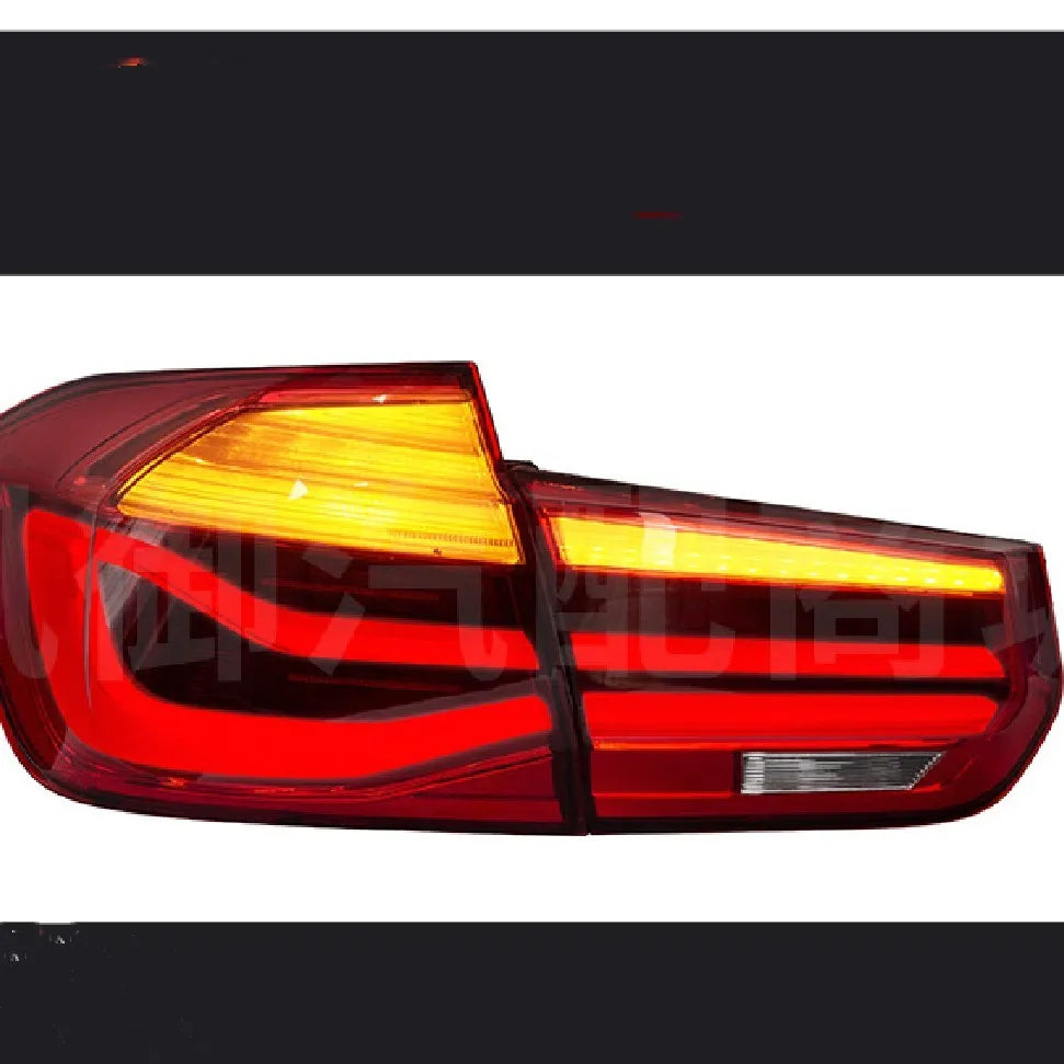 BMW 3 Series red and black smoke LED tail light assembly with streamer steering design.