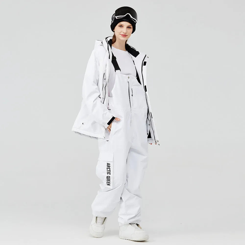 Blue and black unisex waterproof winter ski suit for snow sports