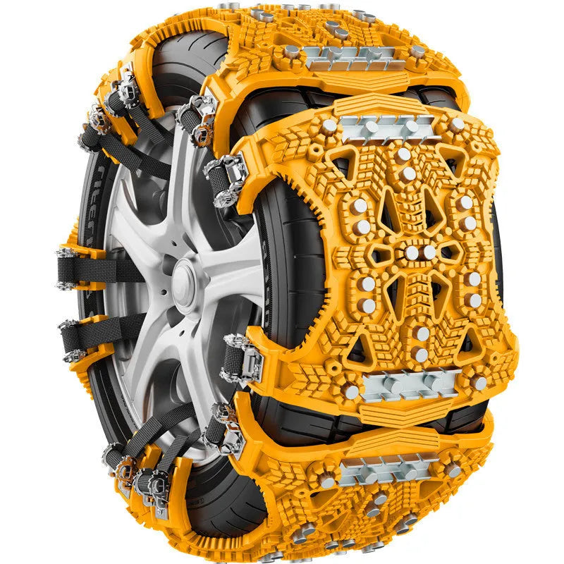 Universal car SUV snow chains with steel plate gear design and winter accessories