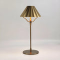 Gold-coloured alloy desk lamp with USB charging port and touch-sensitive control.