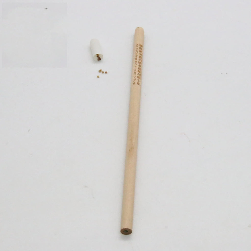 Seed pencil refill with coloured degradable capsule containing flower and herb seeds