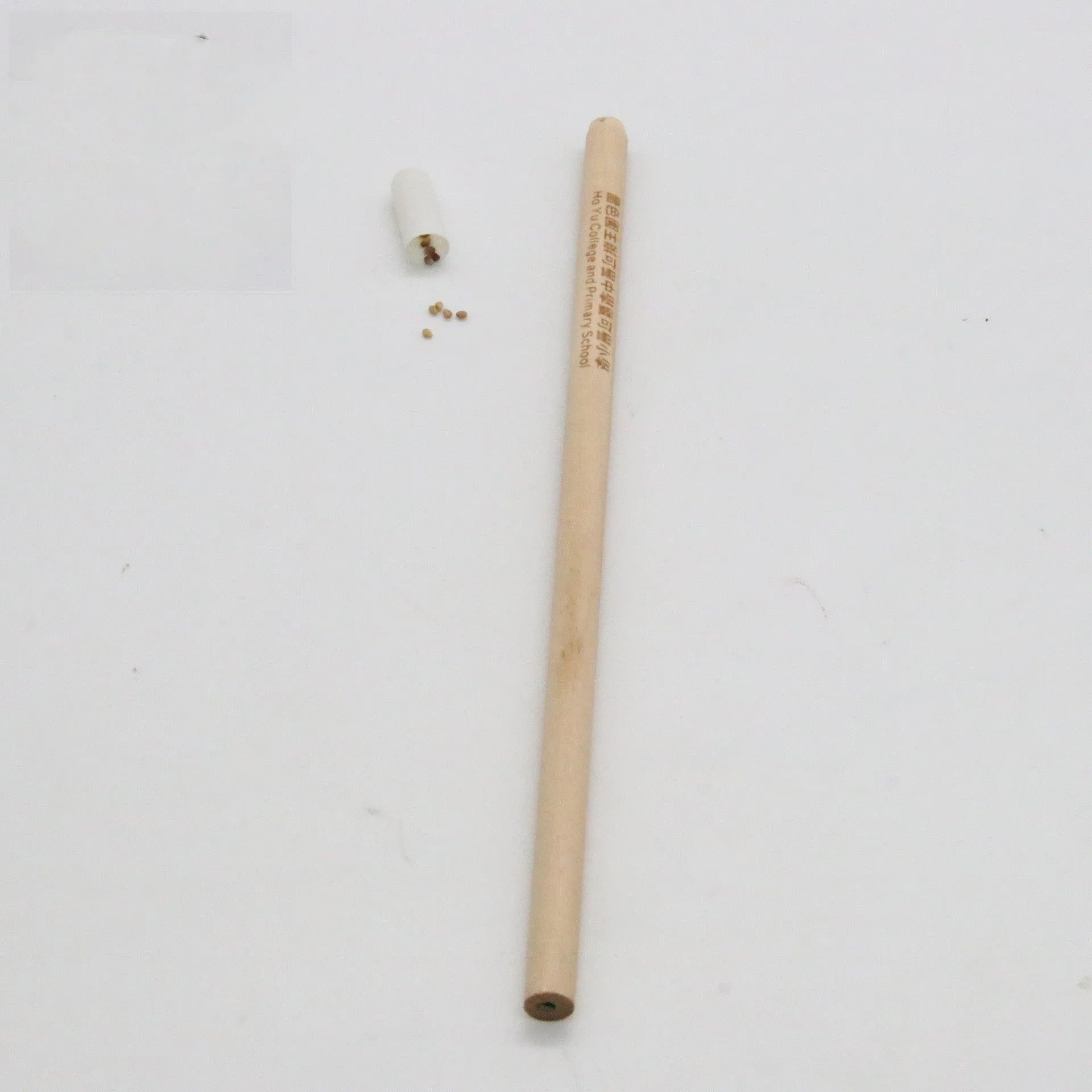 Seed pencil refill with coloured degradable capsule containing flower and herb seeds