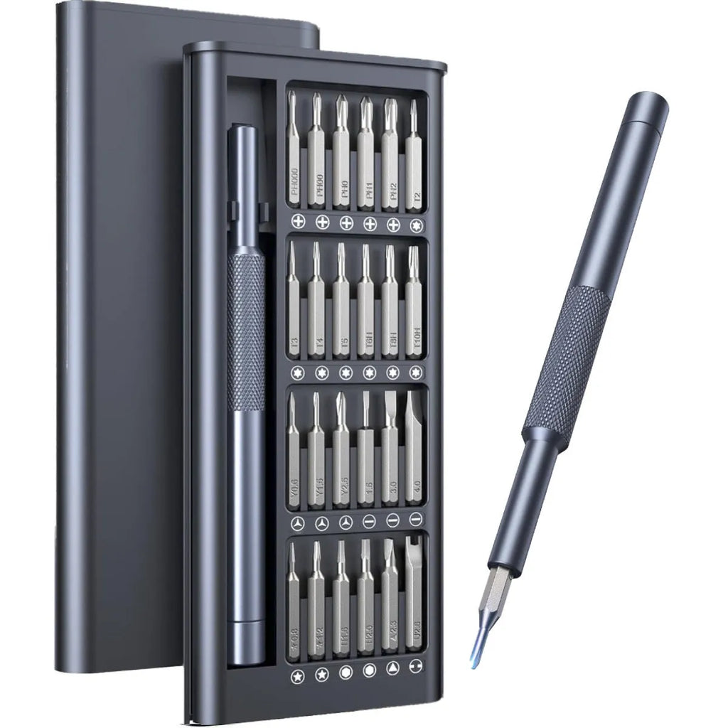 25-in-one multi-bit screwdriver set with chrome vanadium steel bits and ABS handle.