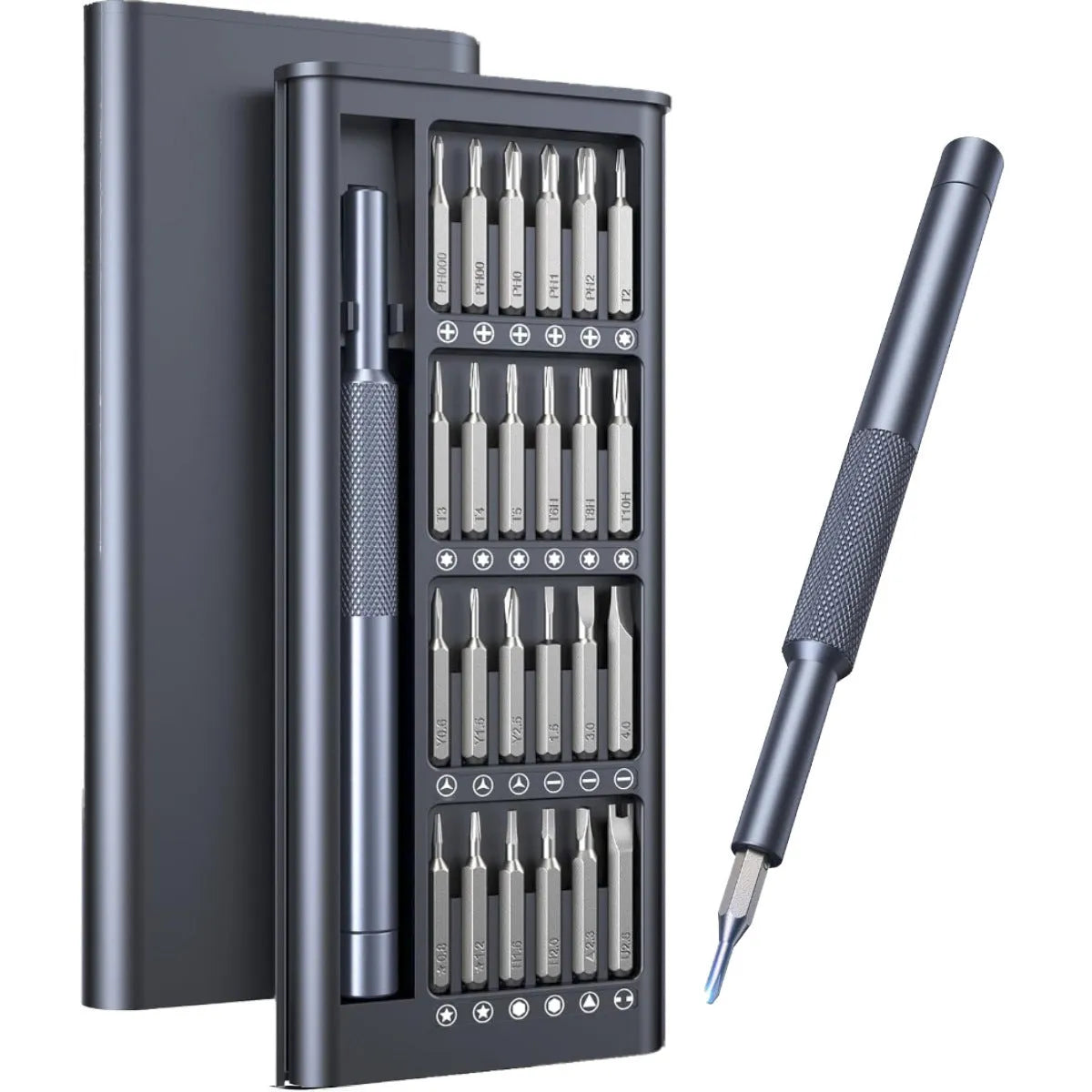 25-in-one multi-bit screwdriver set with chrome vanadium steel bits and ABS handle.