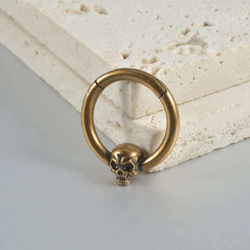Copper punk earrings with antique gold or silver ghost head design