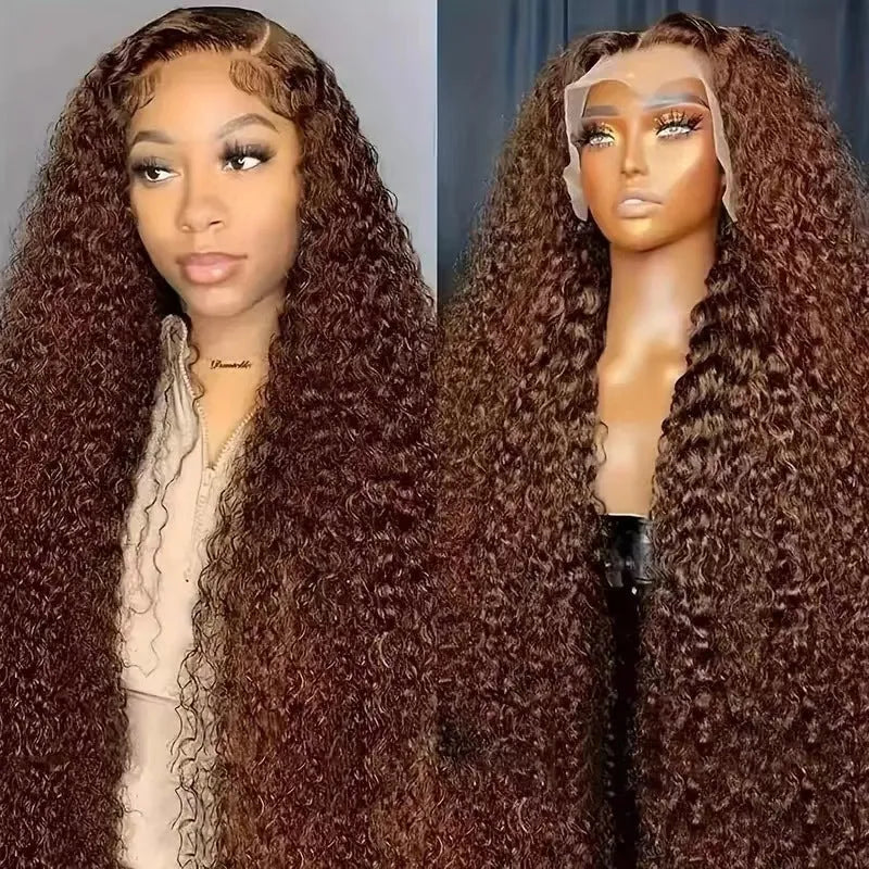 13x6 front lace wig with medium long curly hair and side bangs, high temperature fibre, 10-36 inch lengths