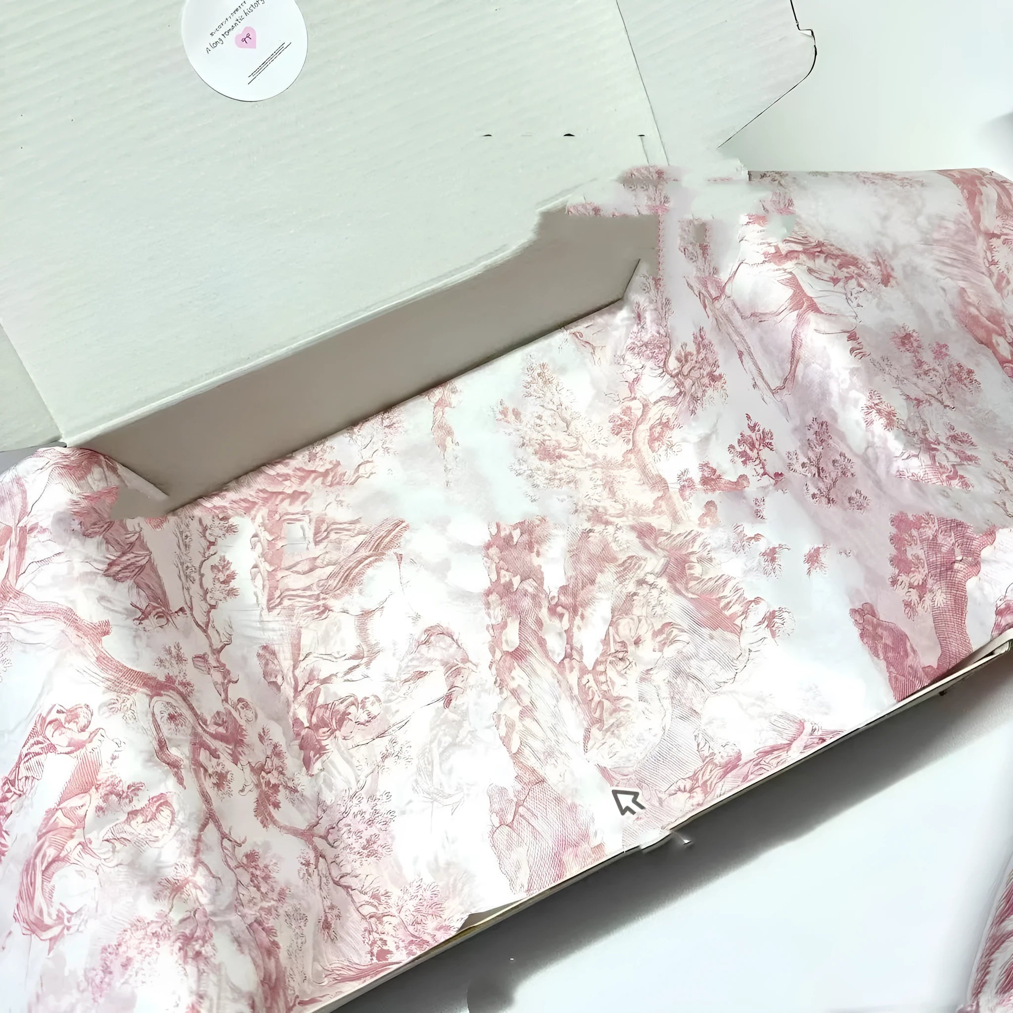 Single sheet of pink purple French MG decorative tissue paper measuring 50 by 70 centimetres.
