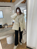 Women's knitted wide-leg trousers in cream white with high waist and straight-leg cut